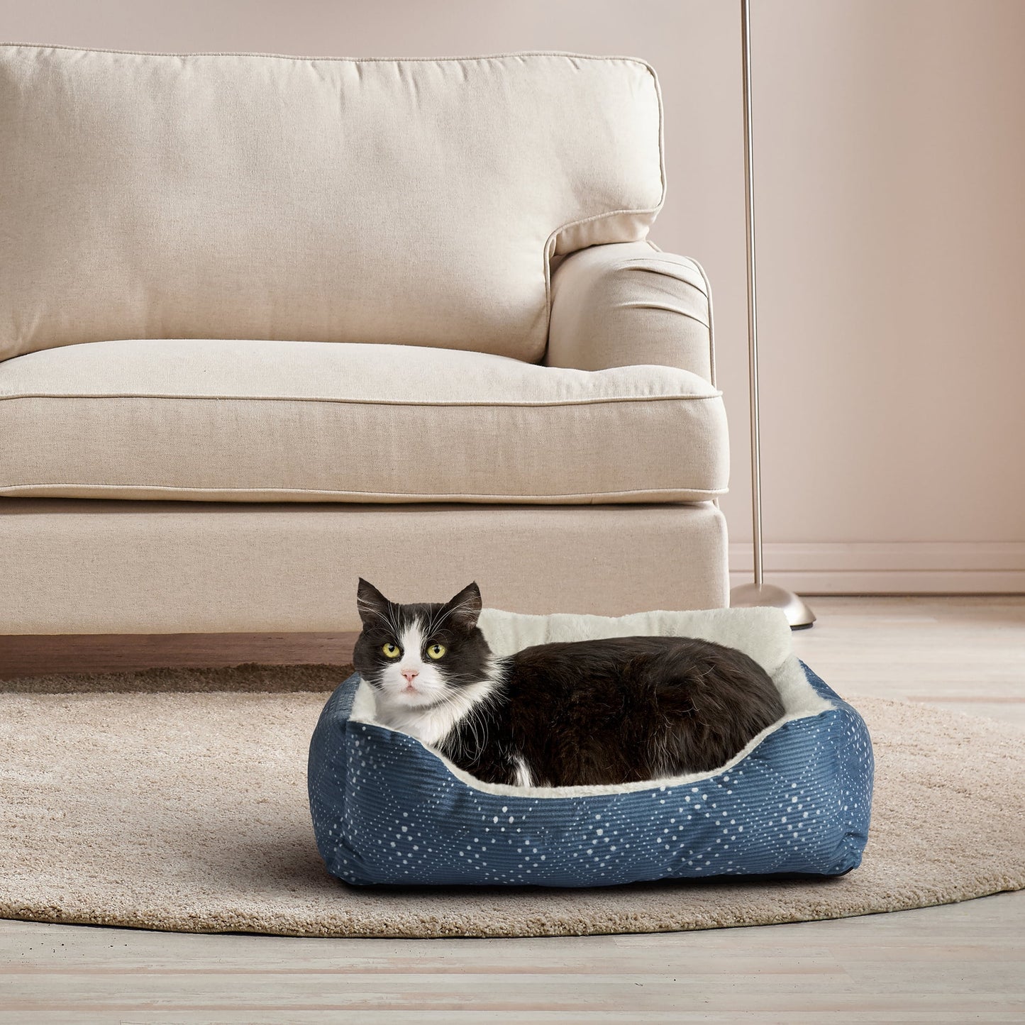 Puppy Dog Bed, Plush Bolster Dog for Small Dogs, Small, 21" X 17", Pink