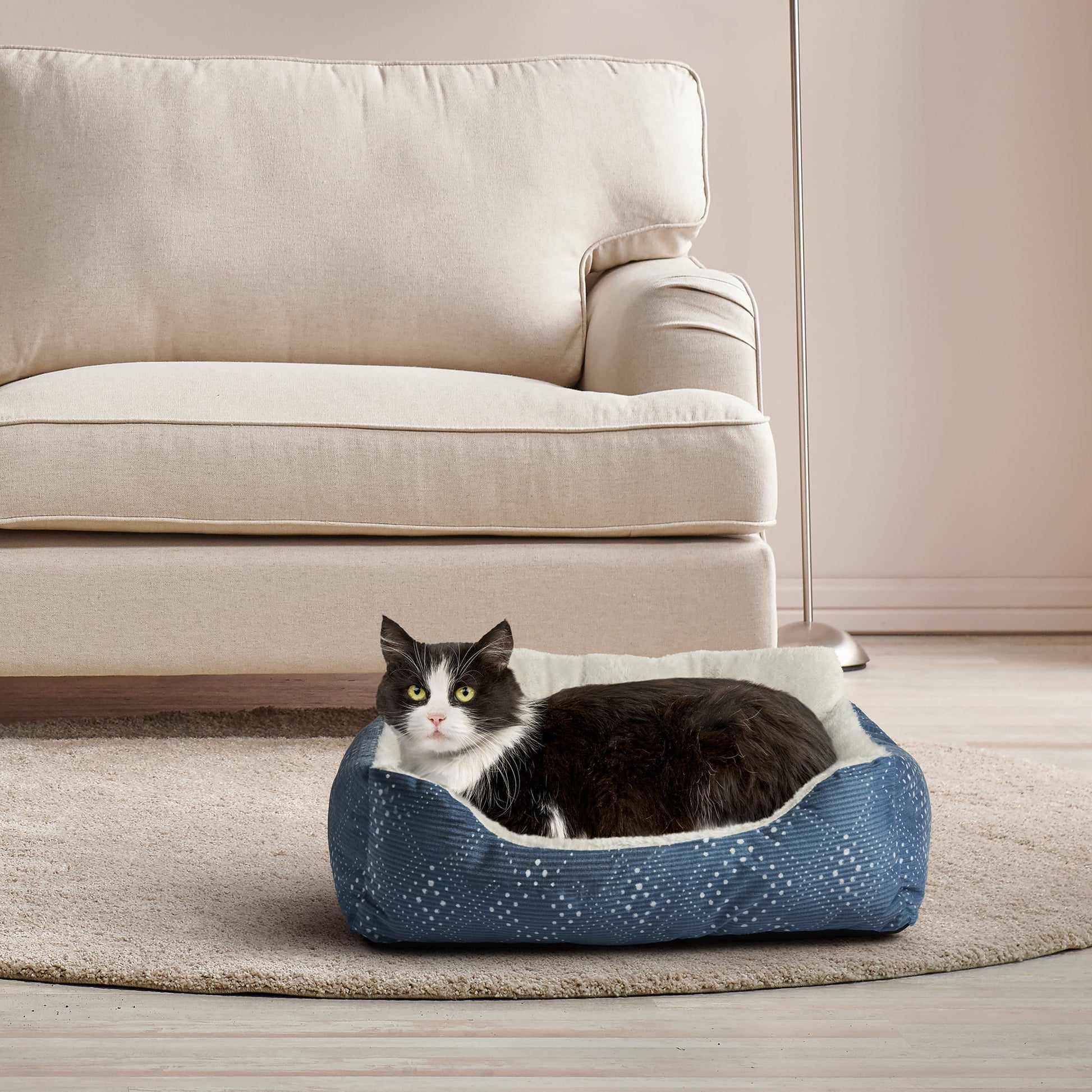 Puppy Dog Bed, Plush Bolster Dog for Small Dogs, Small, 21" X 17", Pink