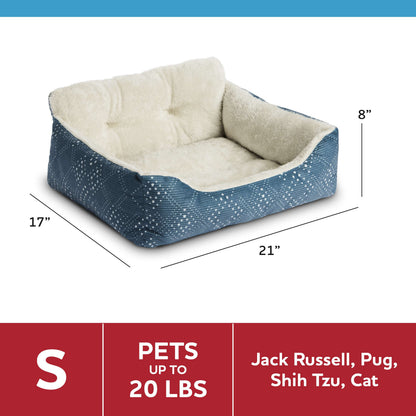 Puppy Dog Bed, Plush Bolster Dog for Small Dogs, Small, 21" X 17", Pink